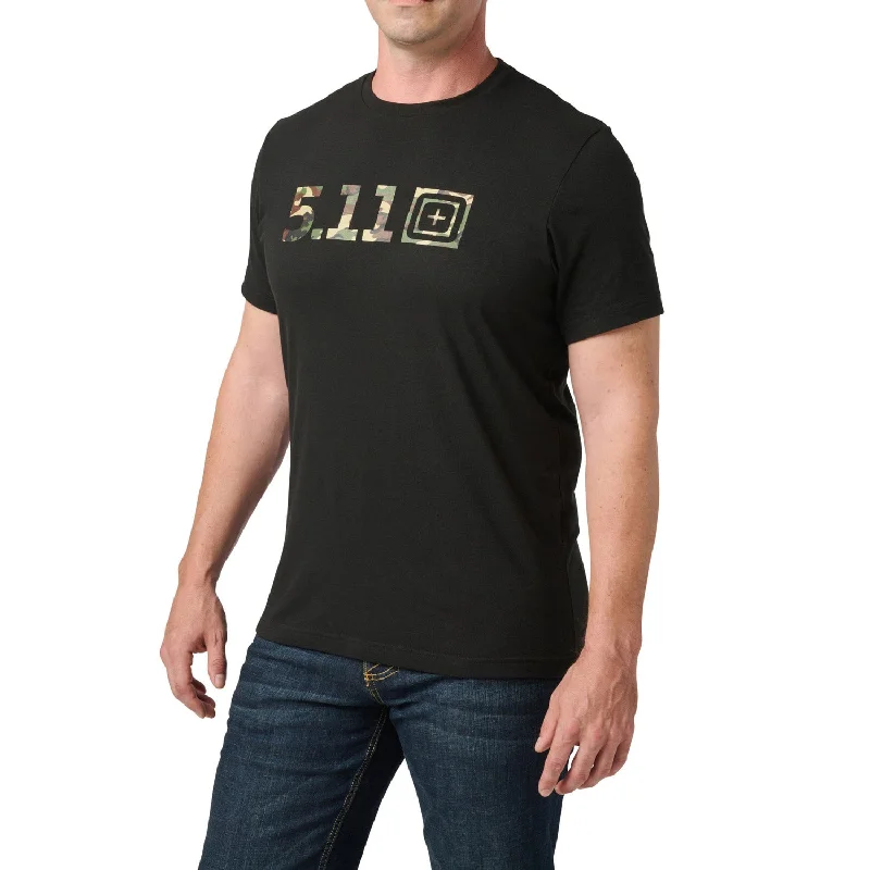 plain t-shirts for men -5.11 Tactical Men's Woodland Camo Fill Graphic T-Shirt