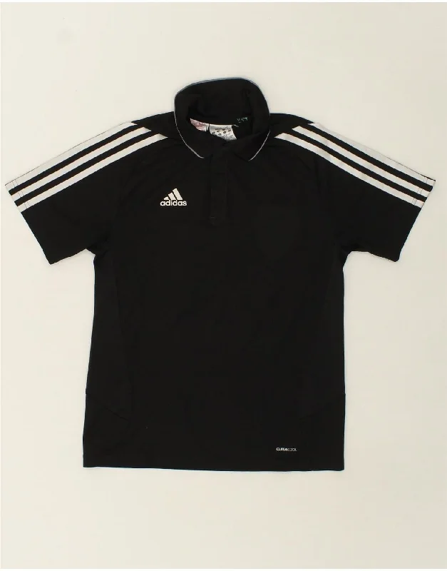 men's polo shirts with designs -ADIDAS Boys Climacool Graphic Polo Shirt 11-12 Years Black