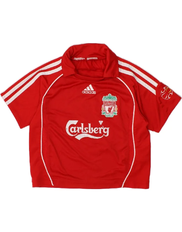 breathable long sleeve polo shirts -ADIDAS Boys Liverpool Graphic Polo Shirt 6-7 Years Red Polyester