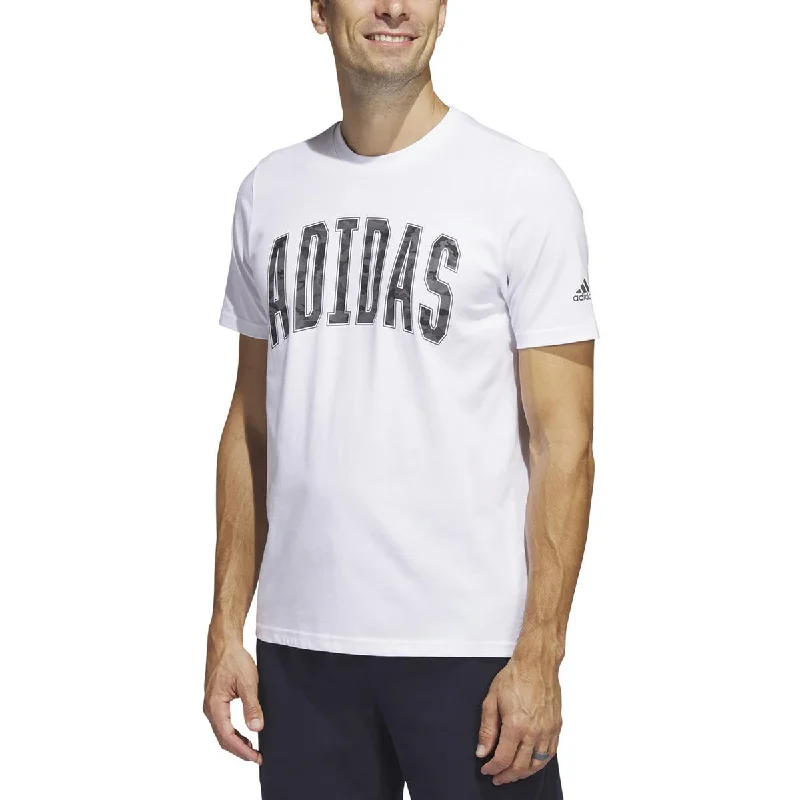 men's graphic print t-shirts -Adidas Mens Knit Cotton Graphic T-Shirt