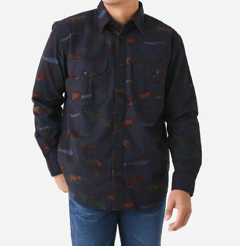 men's luxury shirts -Alaskan Guide Shirt In Fish Decoy Navy