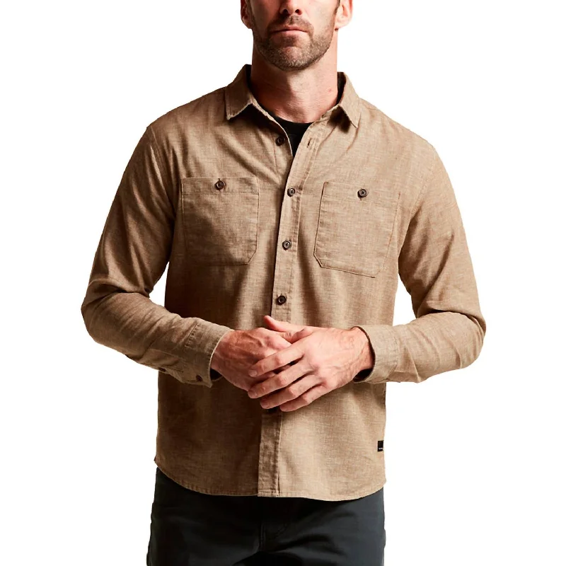 men's fashion shirts -Ambary Ls Shirt In Coyote Heather