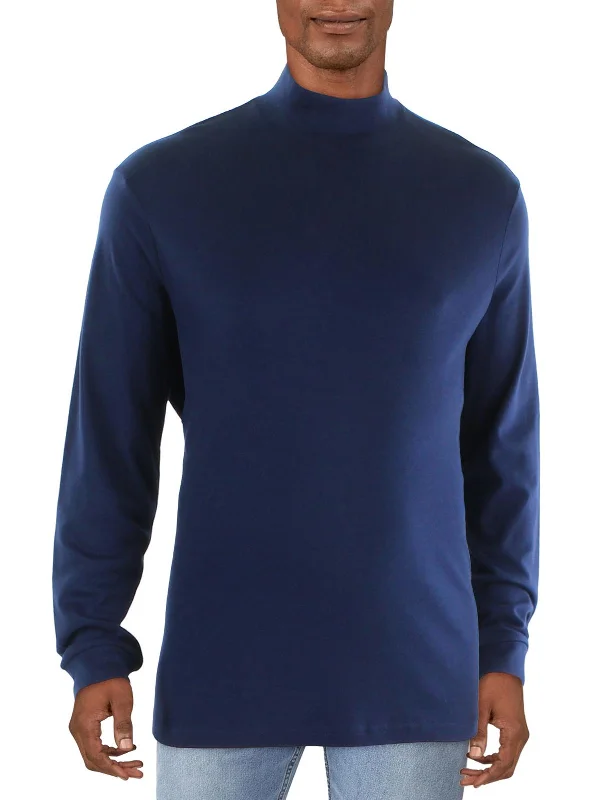 men's travel shirts -Big & Tall Mens Cotton Long Sleeve Turtleneck Shirt