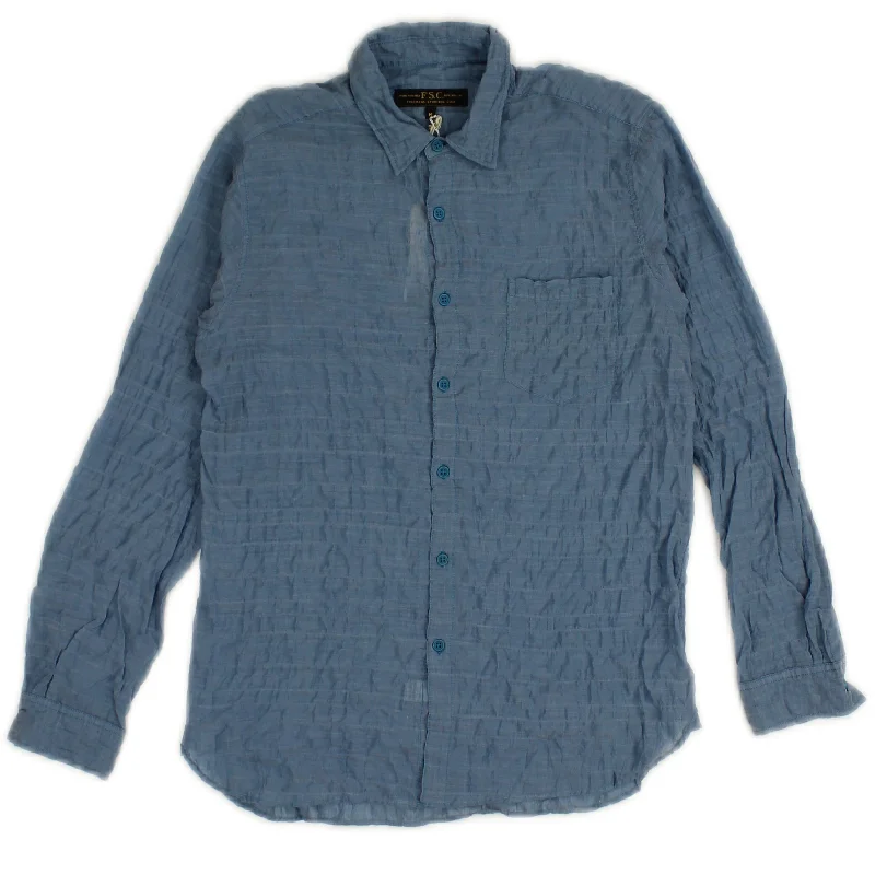 men's plaid button-up shirts -Blue Light Cotton Dress Shirt