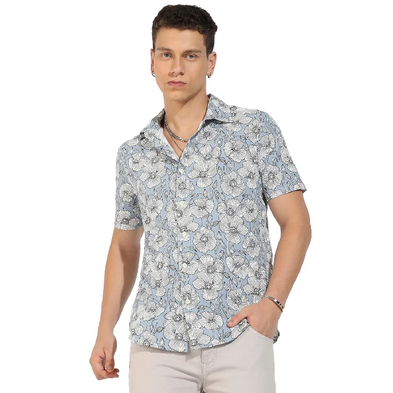 men's button-down shirts -Botanical Print Shirt