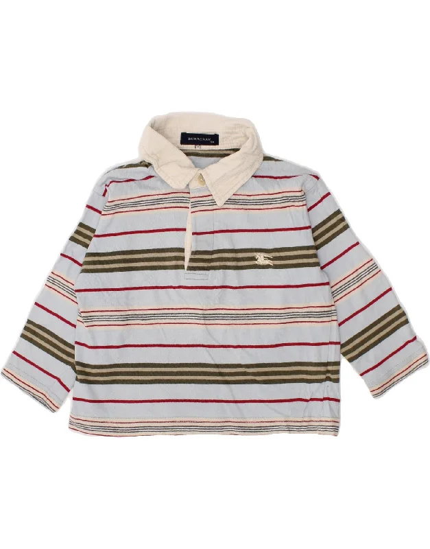 men's pique polo shirts -BURBERRY Baby Boys Long Sleeve Rugby Polo Shirt 9-12 Months Blue Striped