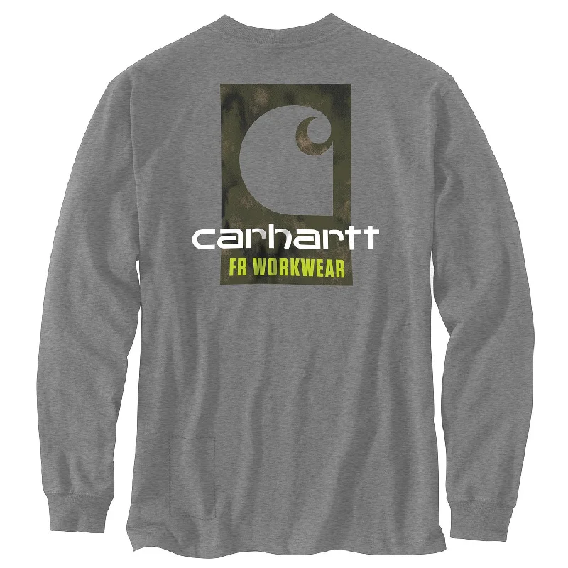 men's retro t-shirts -Carhartt Men's Flame Resistant Force Loose Fit Graphic Long Sleeve T-Shirt