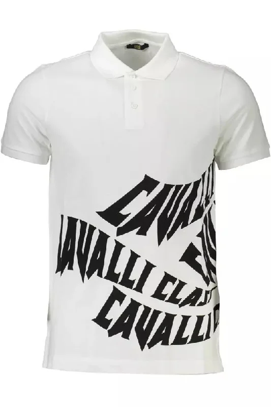 premium fit polo shirts for men -Cavalli Class Elegant  Cotton Polo with Chic Men's Print