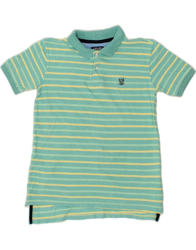 embroidered logo polo shirts for men -CHAPS Boys Polo Shirt 10-11 Years Medium  Green Striped Cotton