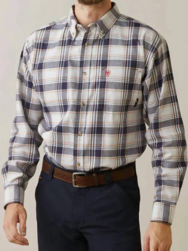 men's versatile plaid shirts -Chiseled Work Shirt In Navy,white Plaid