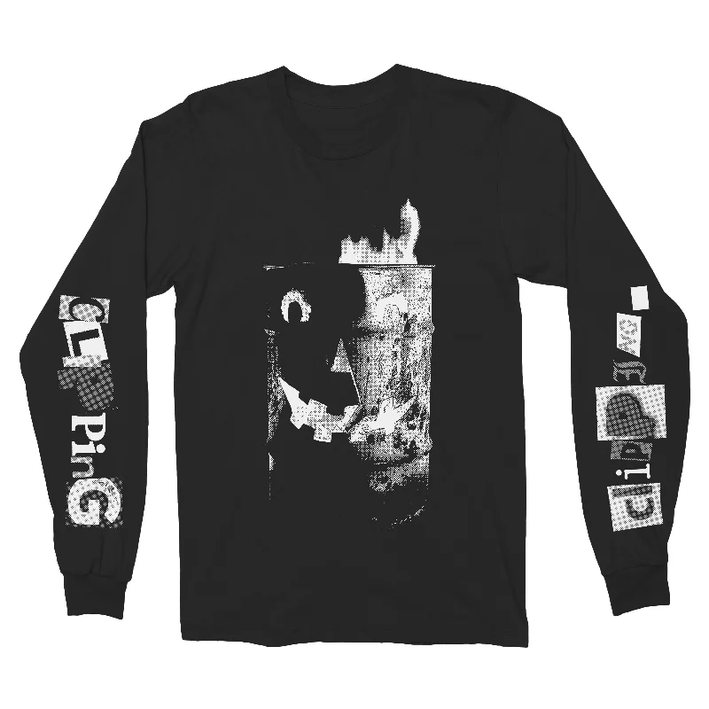 comfortable t-shirts for men -Clipping Trash Fire Long Sleeve Black w/White T-Shirt