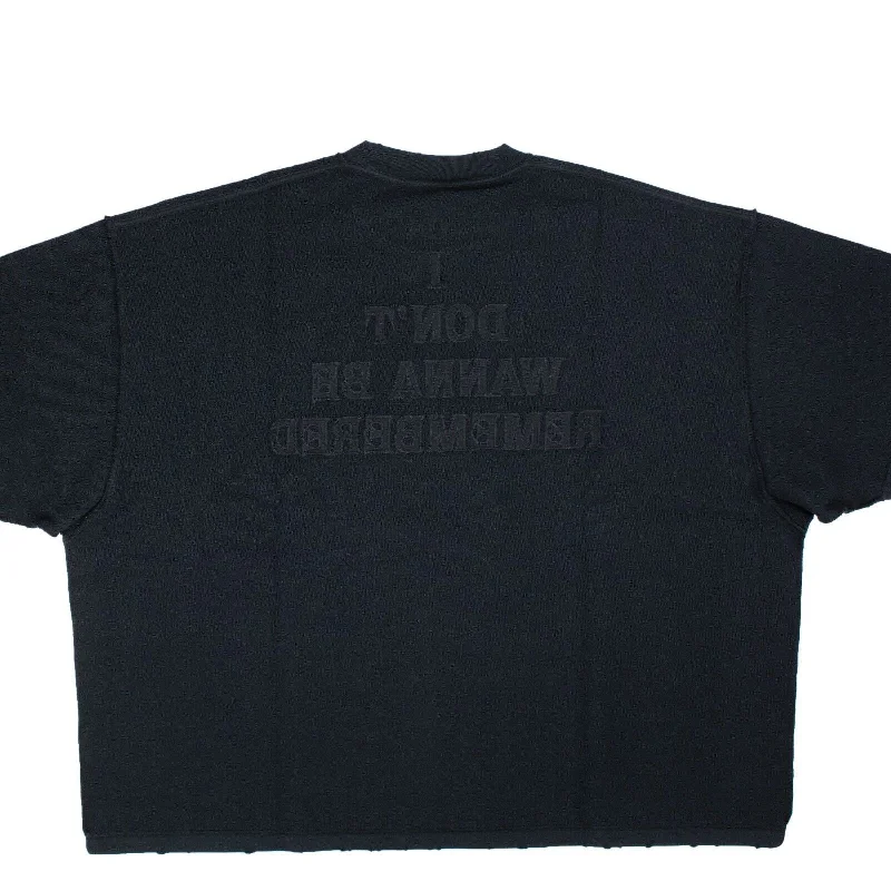 men's soft cotton t-shirts -Dirty Black Unknown Embroidered Oversized T-Shirt