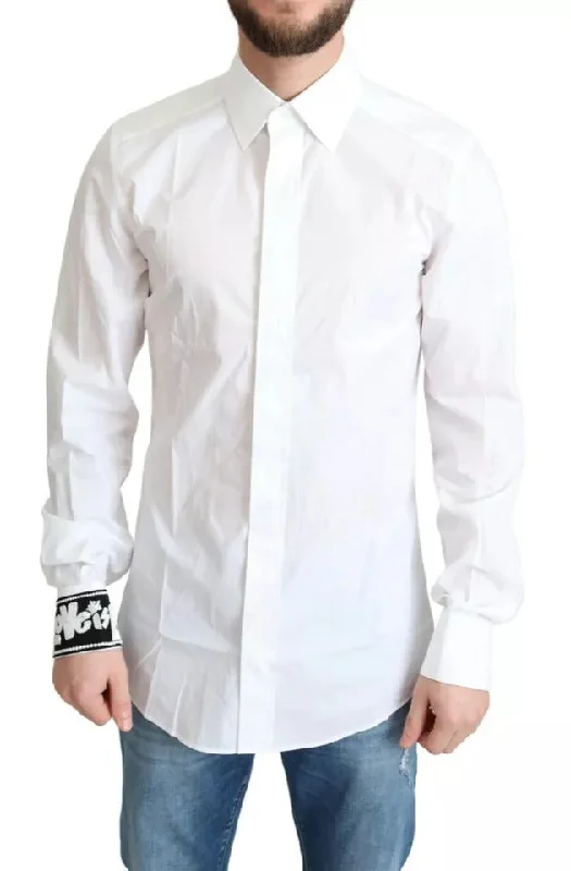 trendy casual shirts for men -Dolce & Gabbana  Cotton Poplin Dress Formal  Men's Shirt (Pre-Owned)