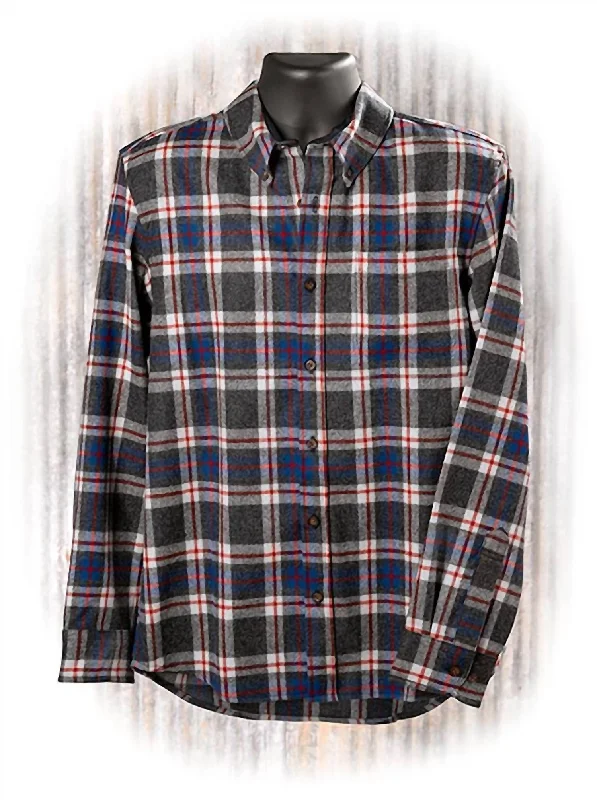 men's cotton-polyester blend shirts -Fireside Button Down Shirt In Oxford Mix Windowpane