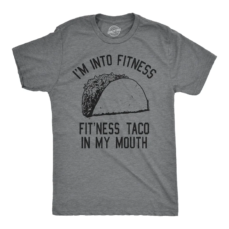 casual graphic t-shirts for men -Fitness Taco In My Mouth Men's T Shirt