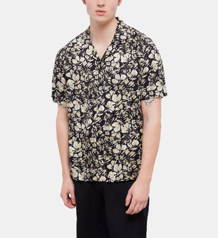 men's eco-friendly shirts -Floral Hawaiian Collar Shirt