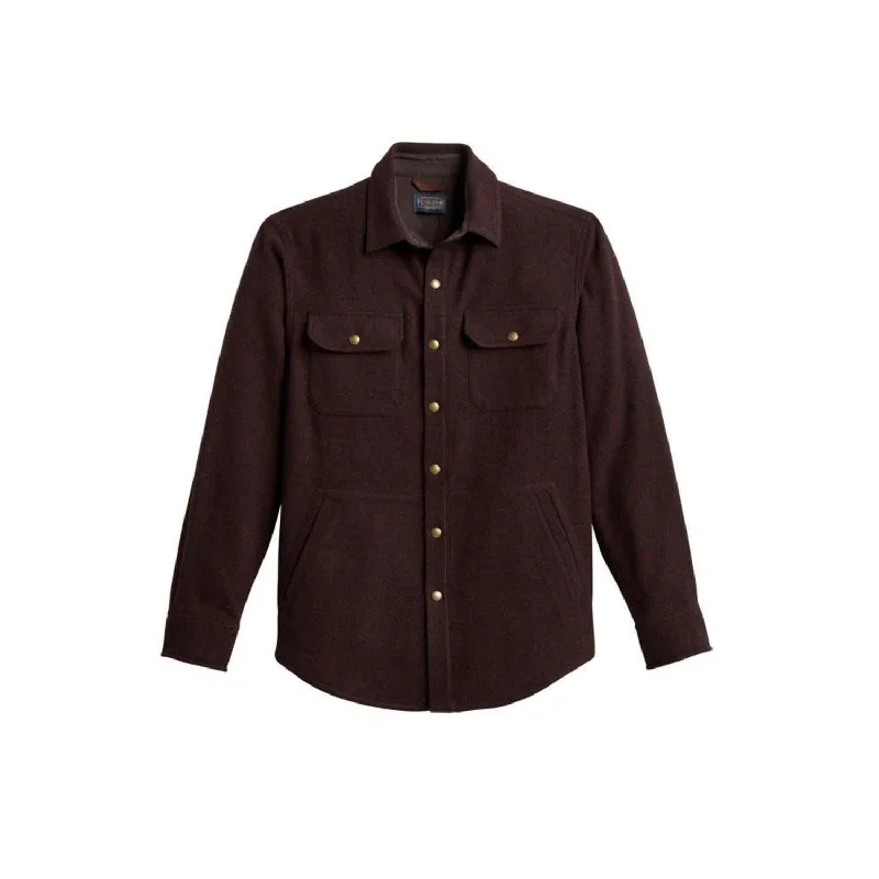 casual formal shirts for men -Forrest Twill Snap Shirt In Red Mix/ Brown Twill