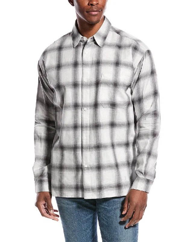 men's linen button-down shirts -FRAME Denim Plaid Flannel Shirt