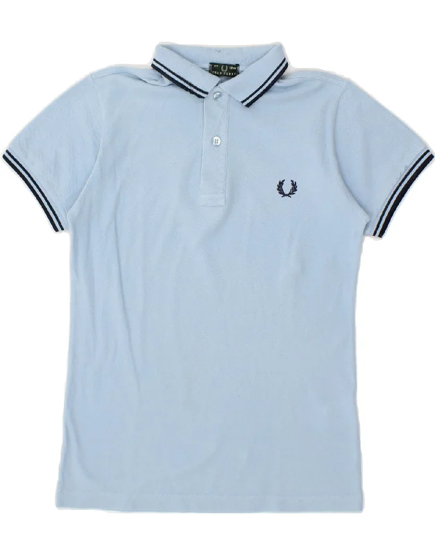 men's casual wear polo shirts -FRED PERRY Boys Polo Shirt 11-12 Years Blue Cotton