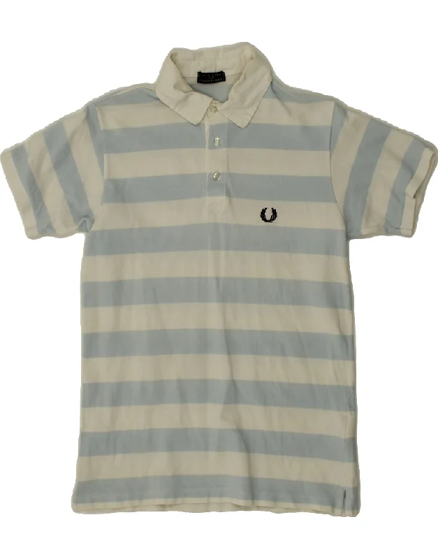 men's sport performance polo shirts -FRED PERRY Boys Polo Shirt 11-12 Years Blue Striped Cotton