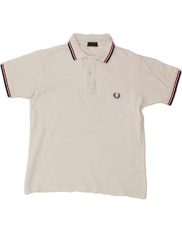 men's regular-fit polo shirts -FRED PERRY Boys Polo Shirt 11-12 Years White Cotton