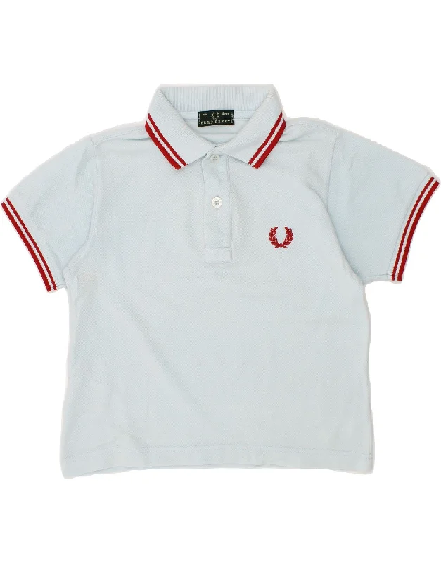 men's short sleeve polo shirts for work -FRED PERRY Boys Polo Shirt 3-4 Years Blue Cotton