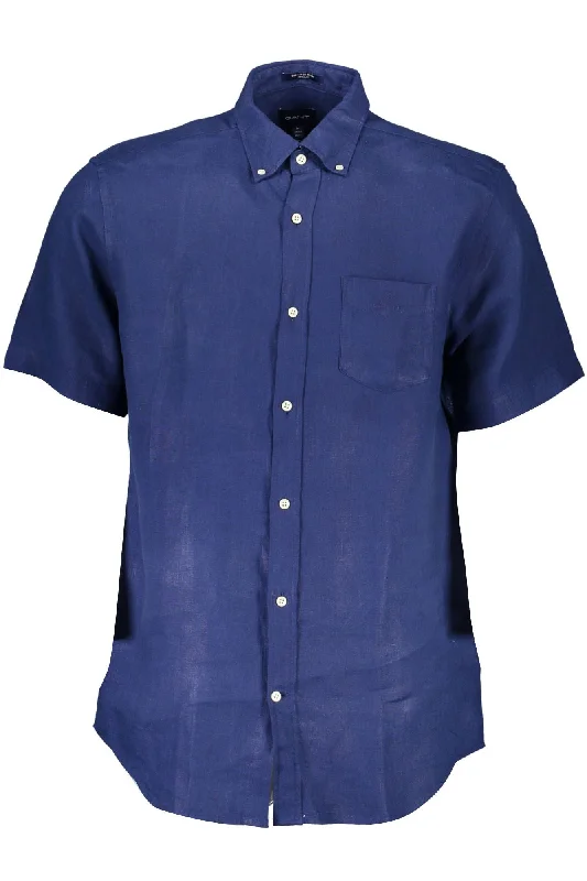 men's button-up shirts with patterns -Gant Elegant  Linen Button-Down Men's Shirt