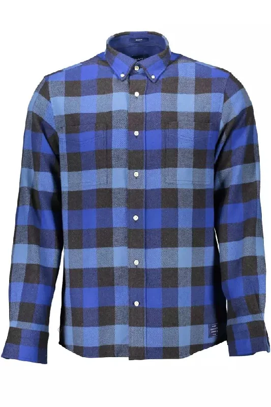 men's plaid button-up shirts -Gant Elegant Long-Sleeved Regular Fit Men's Shirt