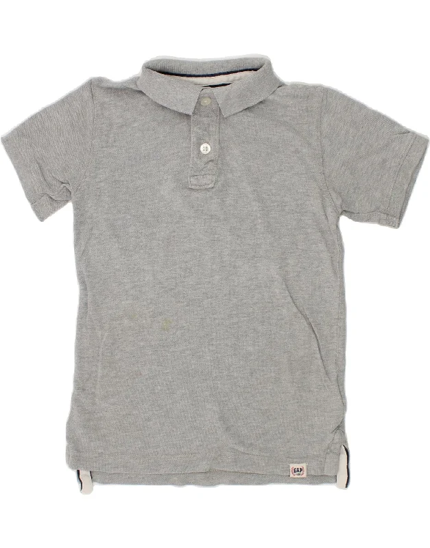 modern fit polo shirts for men -GAP Boys Polo Shirt 4-5 Years Grey Cotton