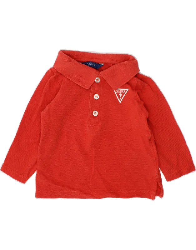 men's classic ribbed polo shirts -GUESS Baby Boys Graphic Long Sleeve Polo Shirt 3-6 Months Red Cotton