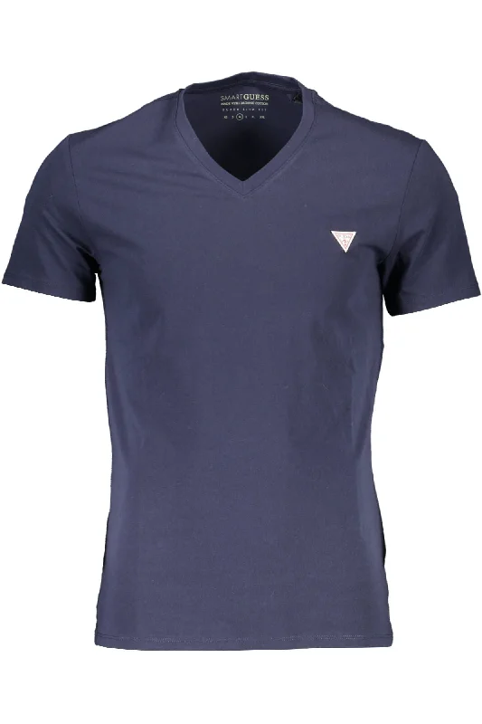 premium t-shirts for men -Guess Jeans Sleek V-Neck Slim Fit  Men's Tee