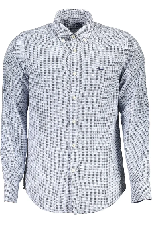 men's long-sleeve shirts -Harmont & Blaine Elegant blue Cotton Shirt for Men's Men