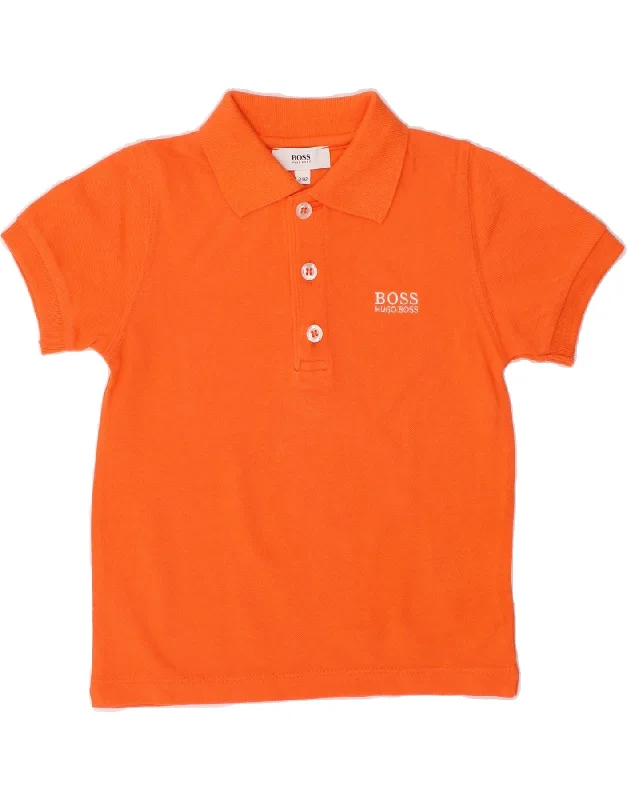 embroidered logo polo shirts for men -HUGO BOSS Boys Polo Shirt 2-3 Years Orange Cotton