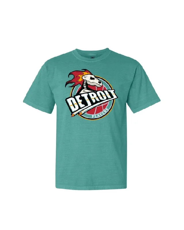 men's streetwear t-shirts -Ink Detroit - 90s Players T-Shirt - Pigment Dyed Teal