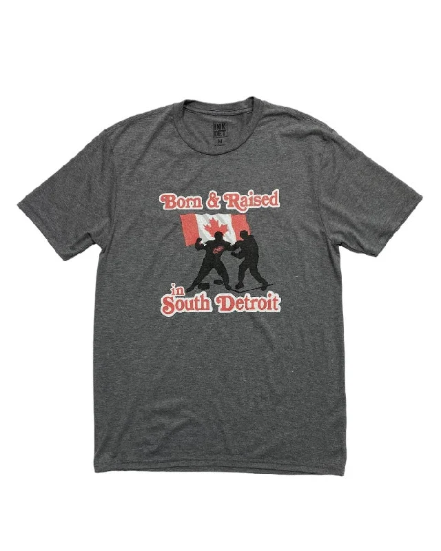 summer-ready t-shirts for men -Ink Detroit - Born & Raised in South Detroit T-Shirt - Heather Grey