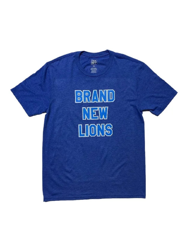 men's printed t-shirts -Ink Detroit - Brand New Lions Tri Blend T-Shirt - Heather Royal Blue