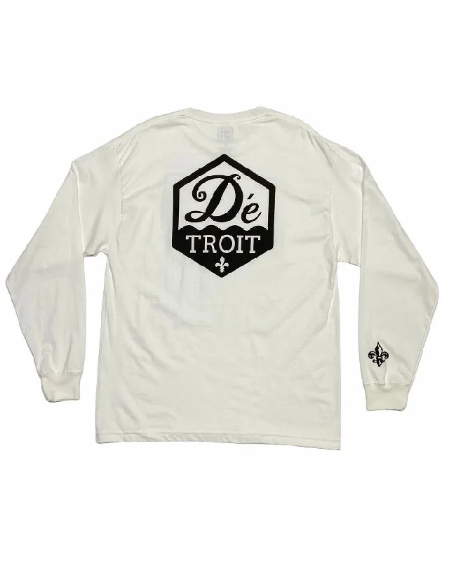 men's urban style t-shirts -Ink Detroit Day twah Long Sleeve T-Shirt - White