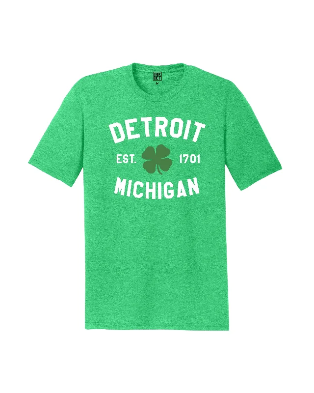 men's sports team t-shirts -Ink Detroit - Detroit Michigan 1701 Cloverleaf - T-Shirt - Green