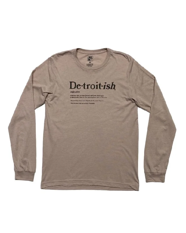 modern t-shirts for men -Ink Detroit Detroitish Defined Long Sleeve T-shirt - Heather Gravel Pink