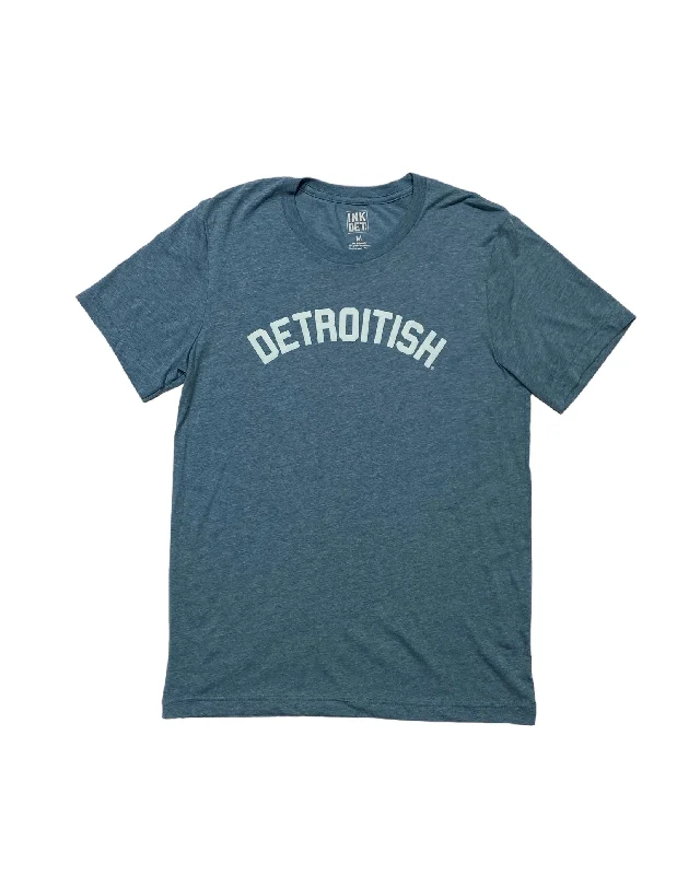 trendy v-neck t-shirts for men -Ink Detroit Detroitish T-Shirt - Denim Blue