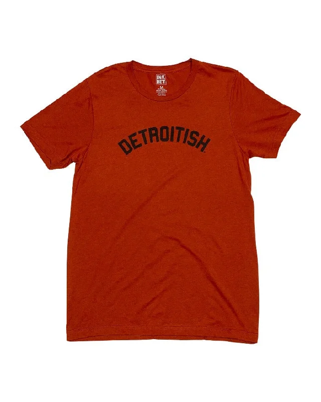 men's crewneck graphic t-shirts -Ink Detroit Detroitish Tri Blend T-Shirt - Brick