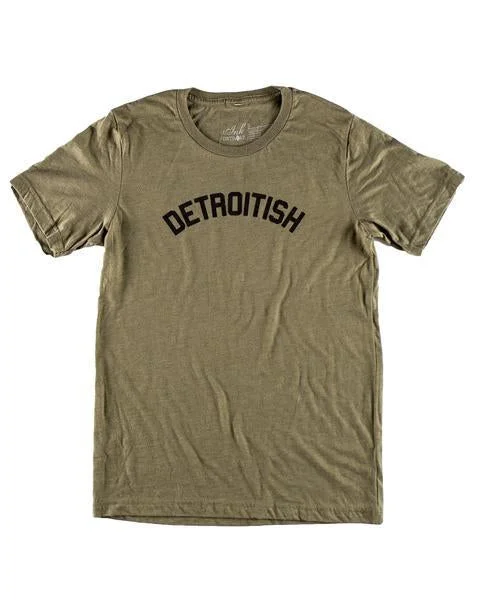 men's summer cotton tees -Ink Detroit Detroitish Tri Blend T-Shirt - Olive Green