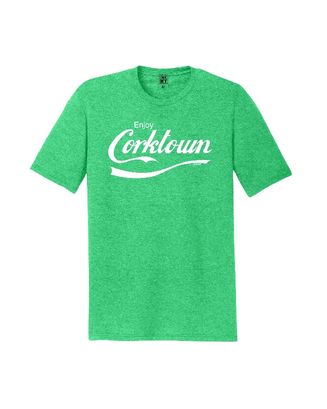 men's lightweight t-shirts -Ink Detroit - Enjoy Corktown Tri-Blend - T-Shirt - Green