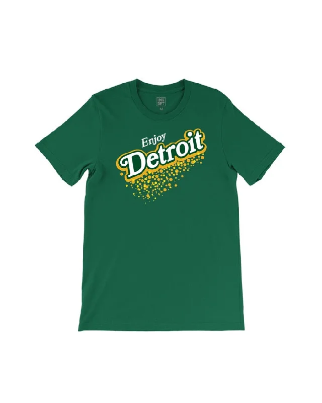 athletic-style t-shirts for men -Ink Detroit Vintage "Enjoy Detroit" Ginger Ale T-Shirt - Dark Green