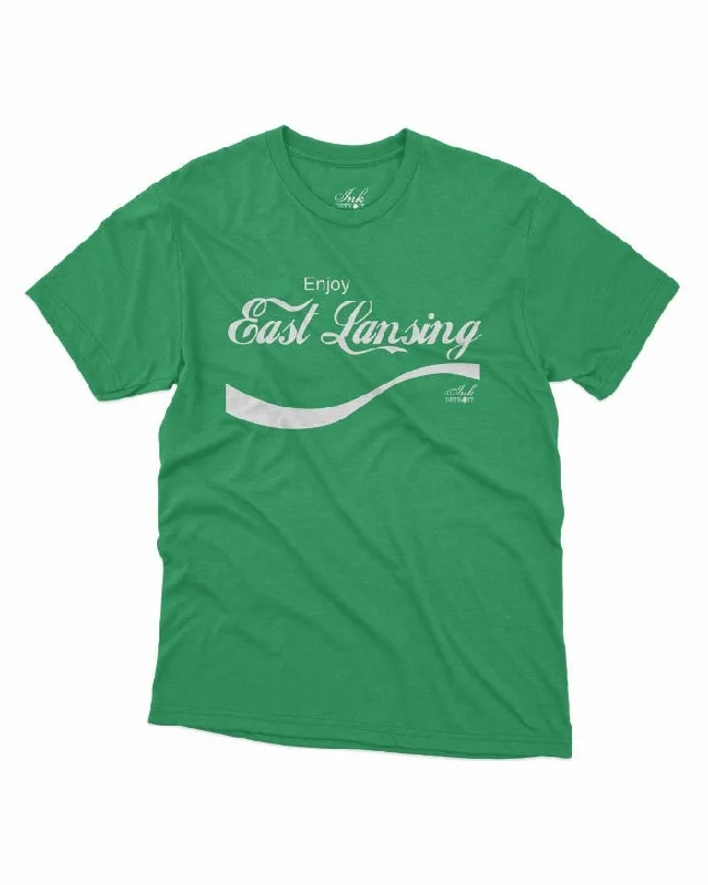 cotton t-shirts for men -Ink Detroit Enjoy East Lansing T-Shirt - Green