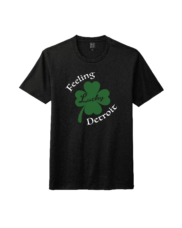 men's zip-up t-shirts -Ink Detroit - Feeling Lucky Detroit Tri-Blend - T-Shirt - Black