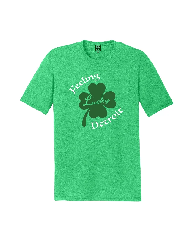 cool t-shirts for men -Ink Detroit - Feeling Lucky Detroit Tri-Blend - T-Shirt - Green