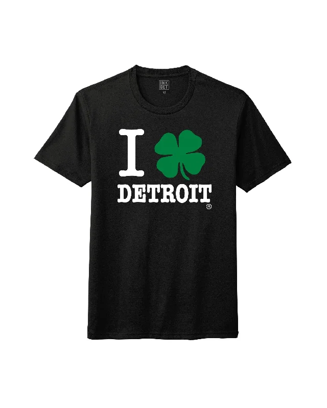 men's sports team t-shirts -Ink Detroit - I Love Detroit Cloverleaf Tri-Blend T-Shirt - Black