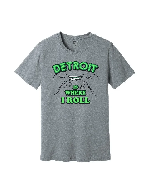 men's custom logo t-shirts -Ink Detroit Is Where I Roll - Heather Grey