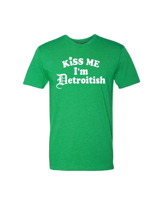 men's graphic print t-shirts -Ink Detroit - Kiss me I'm Detroitish T-Shirt - Heather Green